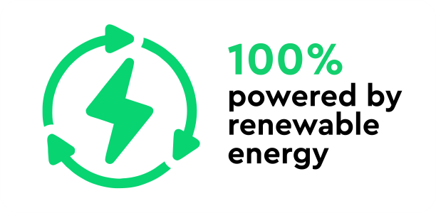 Our website hosting is 100% powered by electrical energy from renewable sources